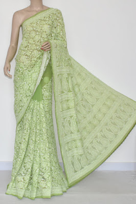 Fulljaal saree green