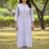 Lavender Cotton Chikankari Jaal Embroidery
