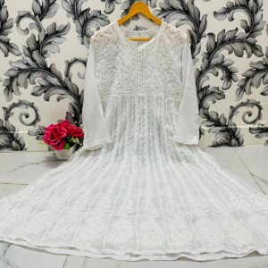 White Chikankari Anarkali