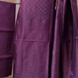 Purple Chanderi Silk Suit With Chikankari