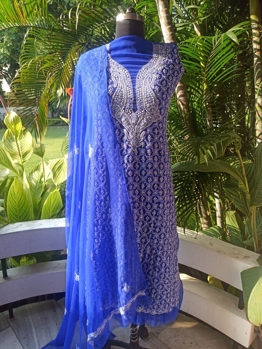 Royal Blue Chikankari Suit