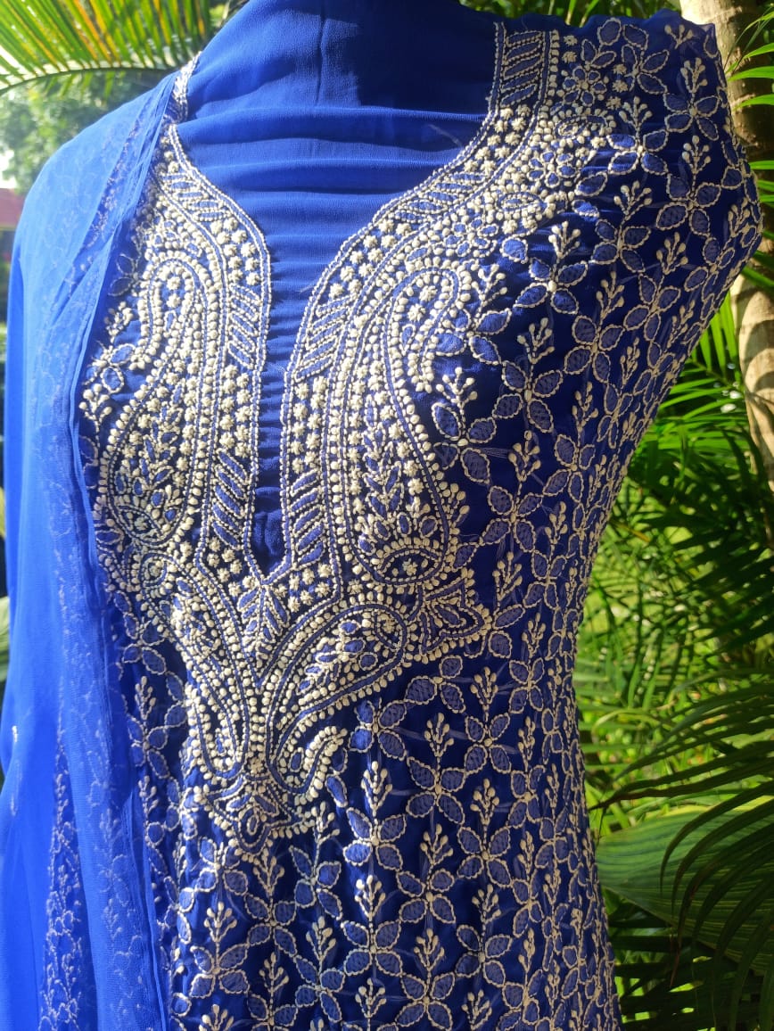 Royal Blue Chikankari Suit