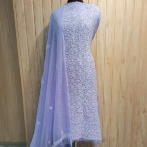 Georgette Chikankari Suit With Hand Embroidery - Lavender