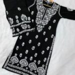 Modal Kurta Palazzo Set With Chikankari Hand Embroidery