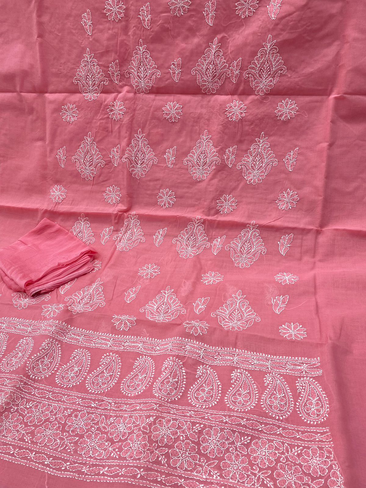 Pink Cotton Chikankari Suit