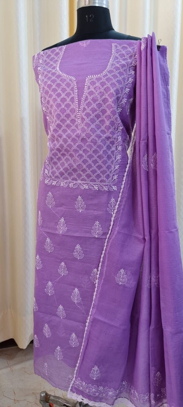 Purple Kota Doria Chikankari Set