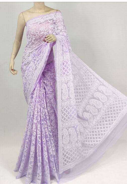 Lavender Chikankari Saree