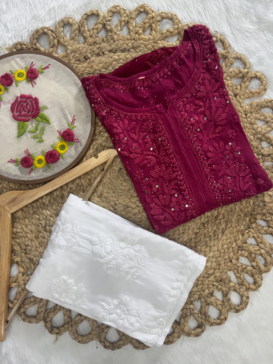 Maroon Pure Viscose Georgette Kurta