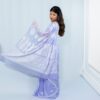 Lavender Hand Embroidery Chikankari Saree