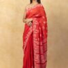 Red Kota Doria Chikankari Saree