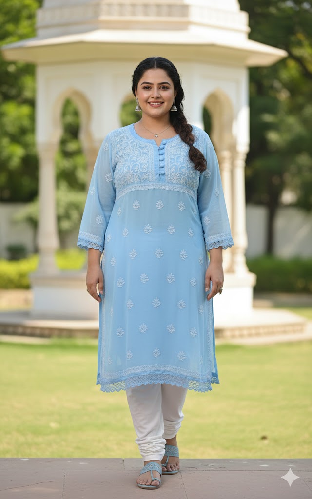 Blue Plus Size Georgette Kurta