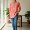 Coral Modal Chikankari Short Kurti
