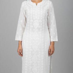 Mulmul Cotton White Chikankari Kurta