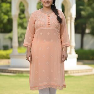 Peach Plus Size Georgette Kurta