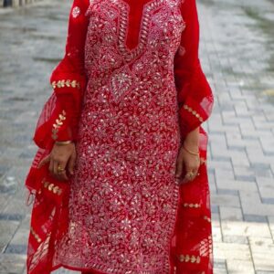 Red Chikankari Gotapatti Kurta