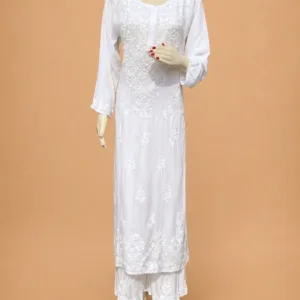 White Chikankari Modal Kurta