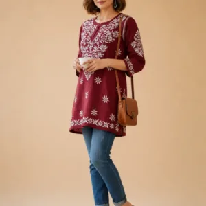 Modal Short Kurti With Chikankari Hand Embroidery