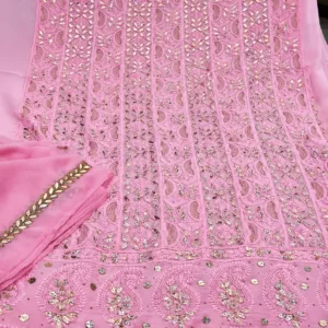 Pink Partywear Chikankari Suit With Gotapatti