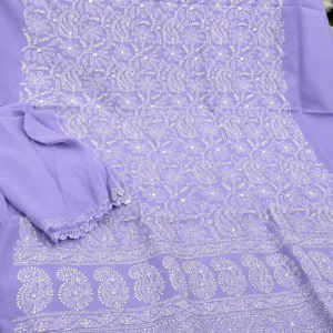 Purple Cotton Chikankari Suit
