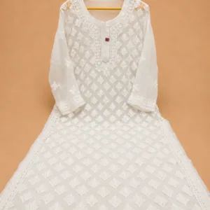 Georgette Chikankari Kurta With Hand Embroidery