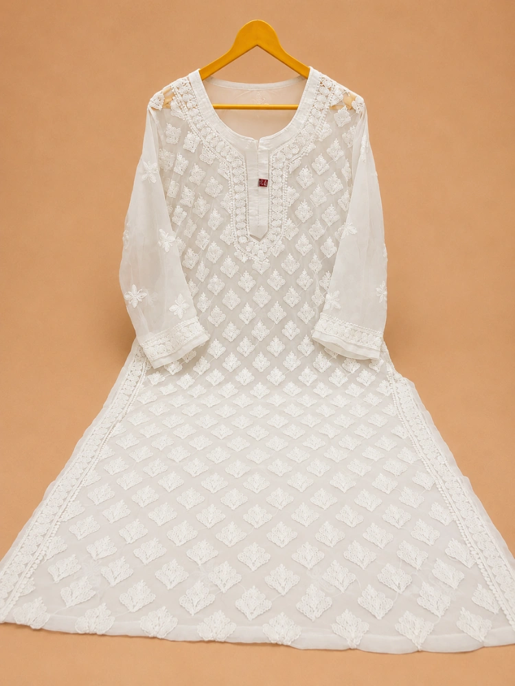 Georgette Chikankari Kurta With Hand Embroidery