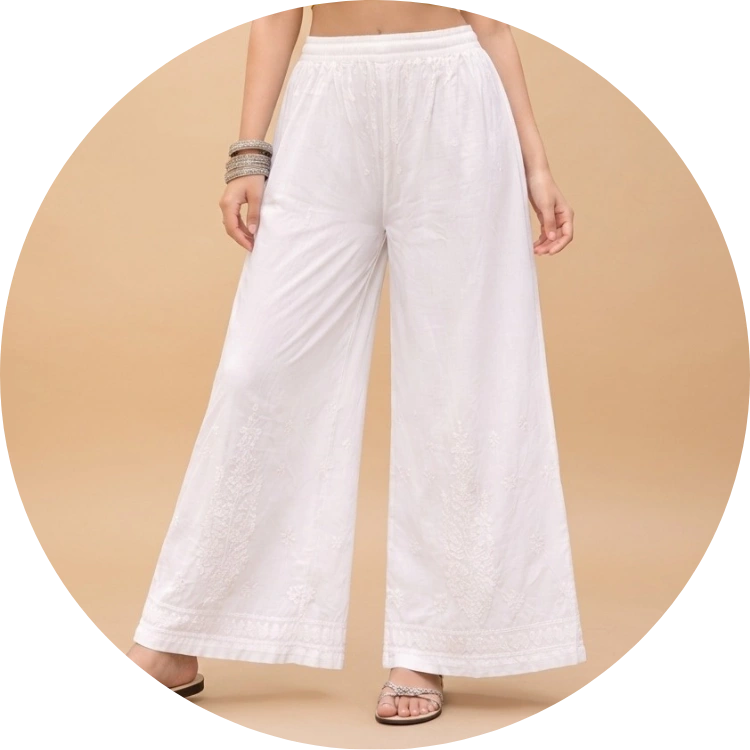Chikankari Pants & Palazzos