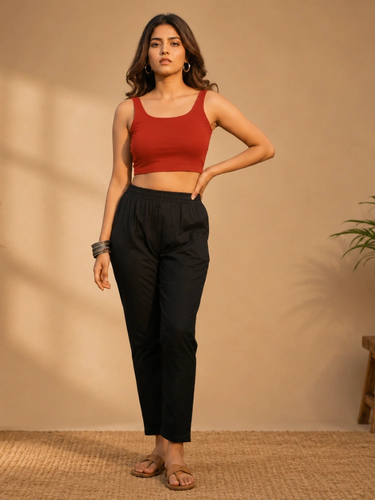 Chikankari Cotton Pant With Hand Embroidery