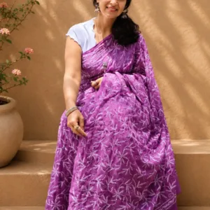 Georgette Chikankari Saree With Tepchi Embroidery