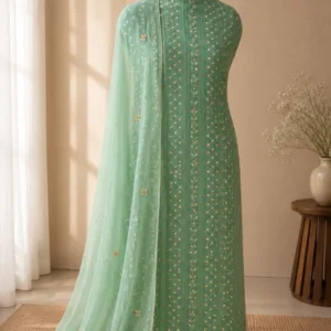 Chikankari Closet Green Partywear Set With Gotapatti