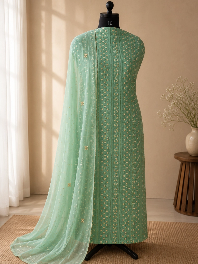 Chikankari Closet Green Partywear Set With Gotapatti
