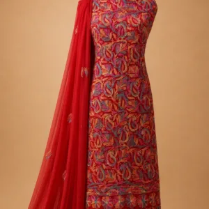 Georgette Chikankari Suit With Silk Thread Embroidery