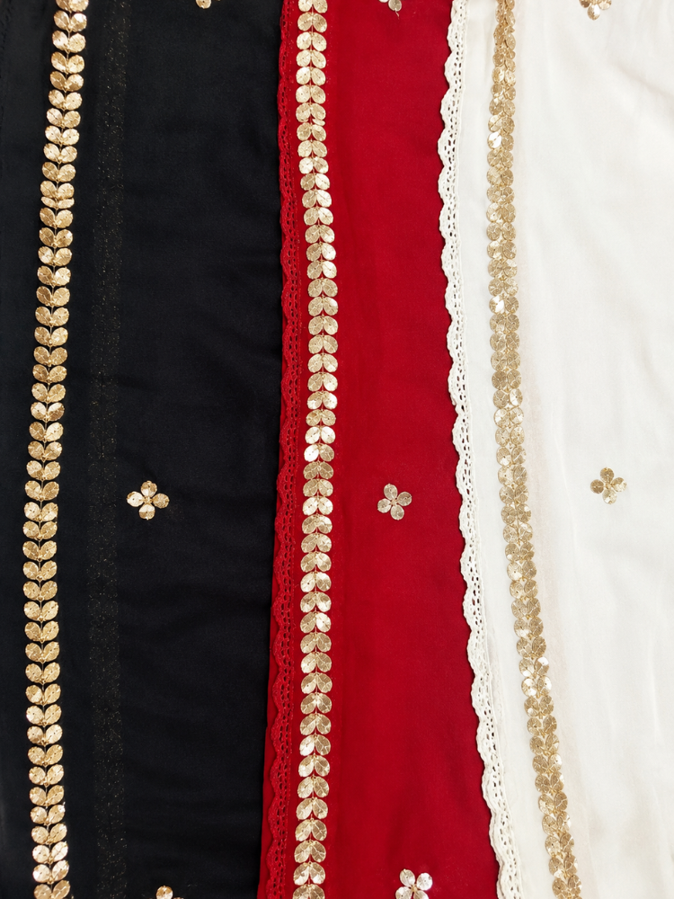 A Chikankari Closet Chiffon Dupatta With Gotapatti