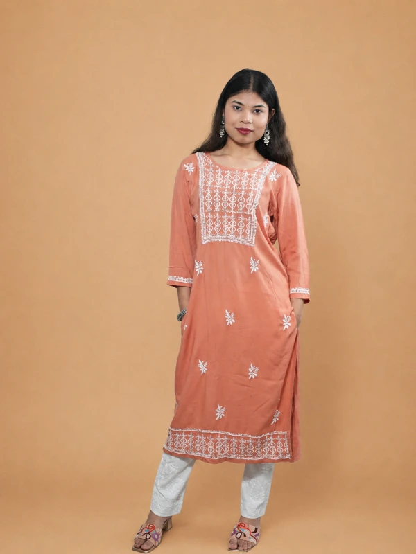 Chikankari Modal Kurta Size S