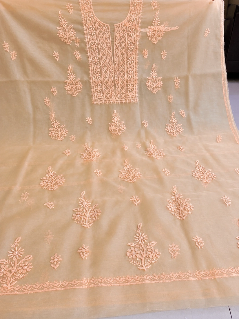 Organza Chikankari Suit With Hand Embroidery