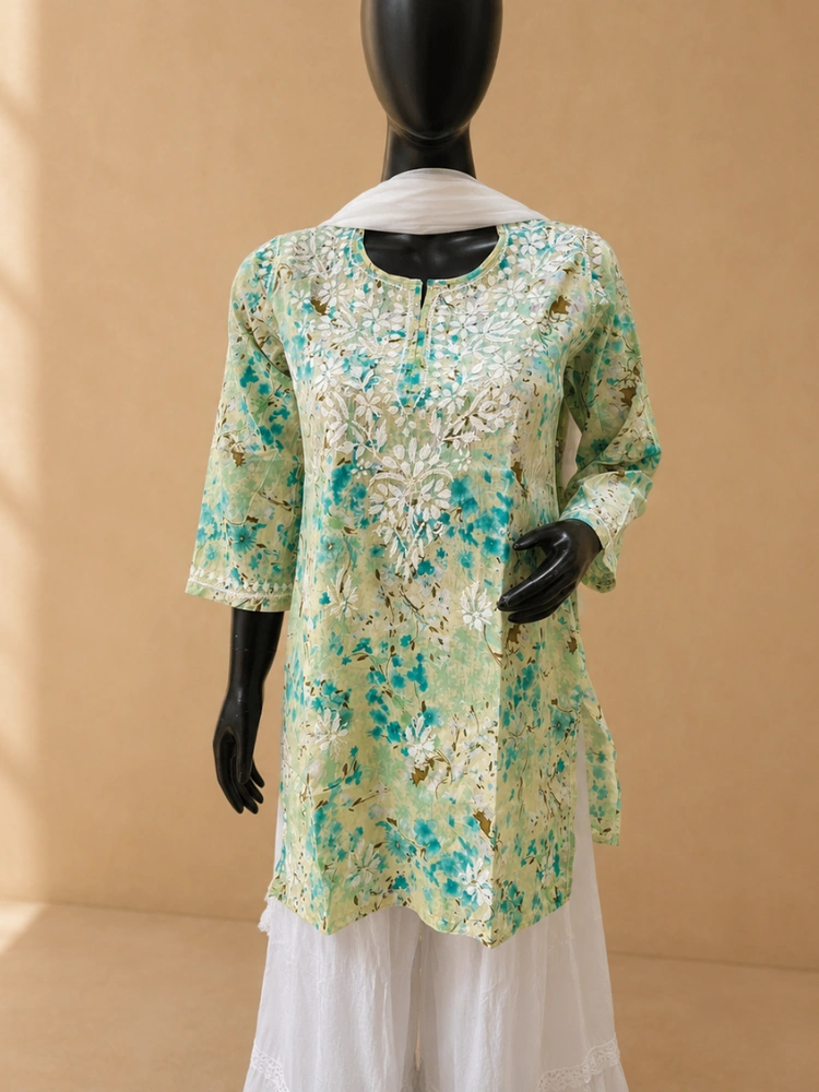 Mulmul Cotton Chikankari Short Kurti