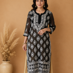 Black Chikankari Kurta With Gotapatti