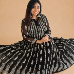 Chikankari Anarkali Kurta with Gotapatti