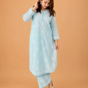 Chikankari Dobby Cotton Kurta Palazzo Set