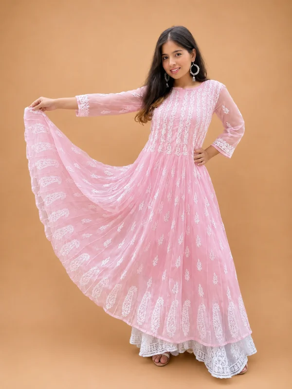 Chikankari Hand Embroidery Anarkali