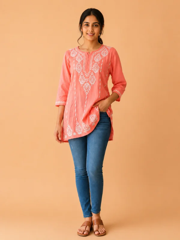 Chikankari Modal Short Kurti