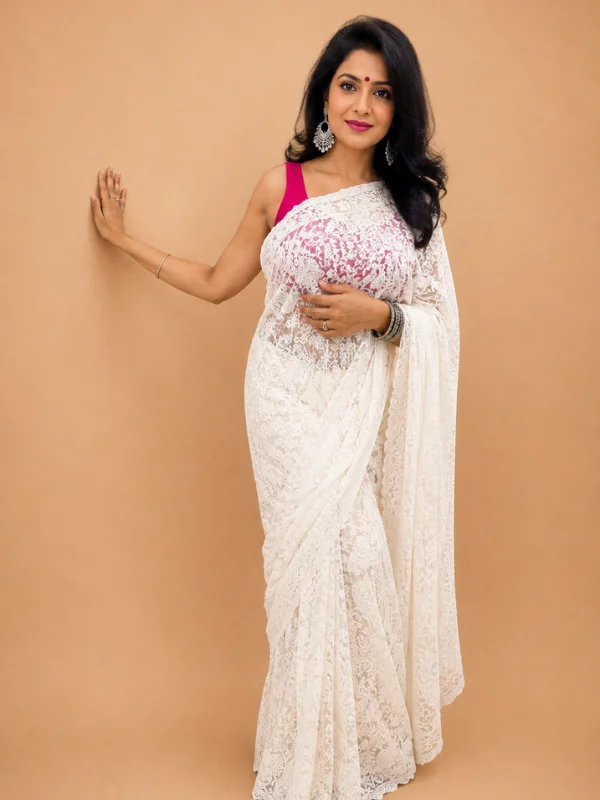 Chikankari Saree With Jaal Hand Embroidery