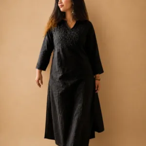Dobby Cotton Chikankari Angrakha Kurta