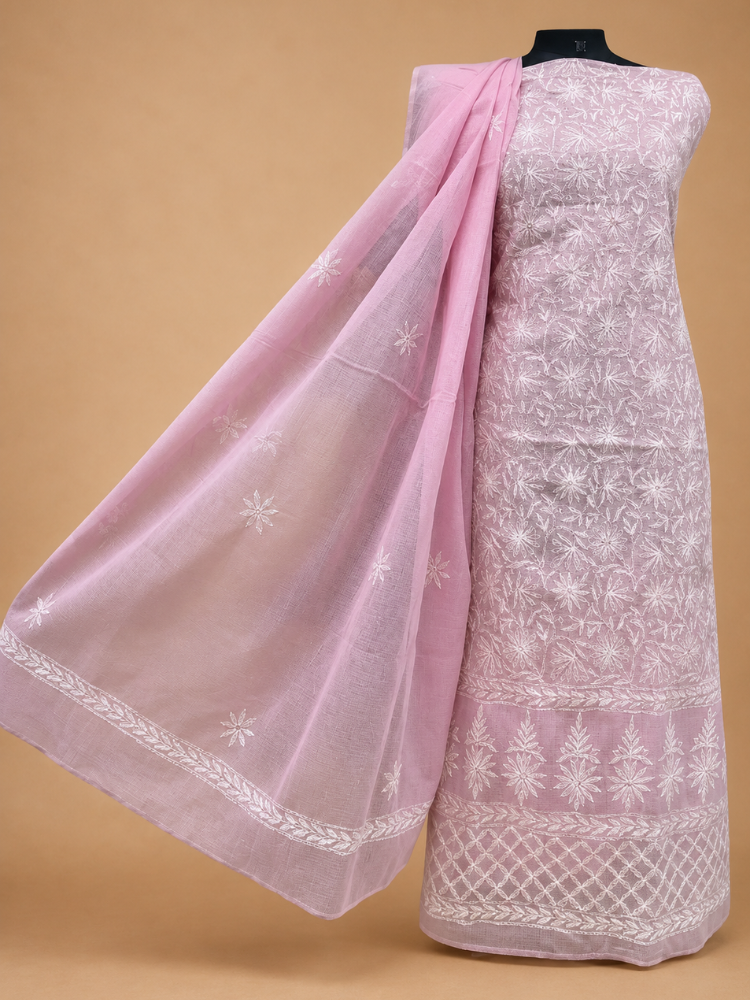 Kota Doria Cotton Chikankari Hand Embroidered Suit