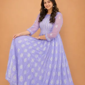 Lavender Chikankari Anarkali with Gotapatti