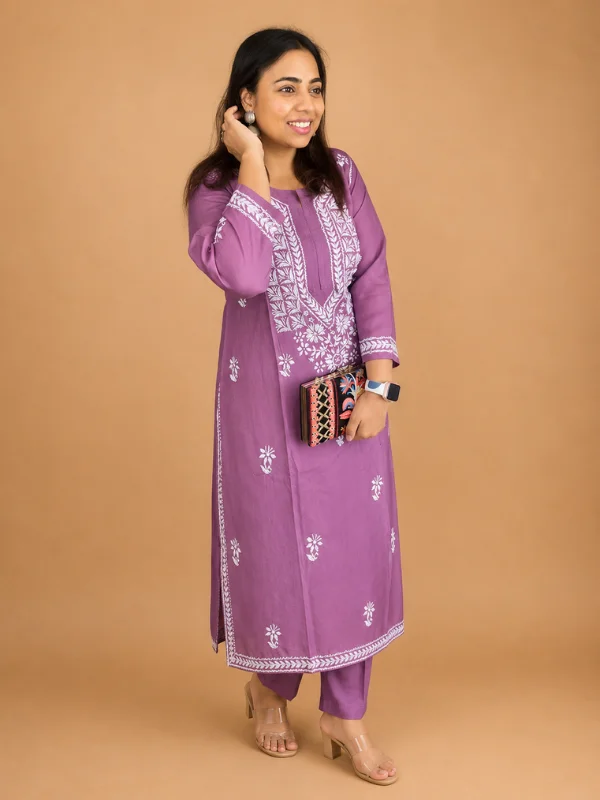 Modal Cotton Chikankari Kurta