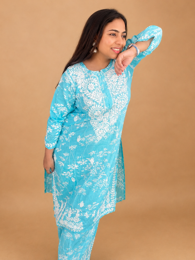 Mulmul Cotton Chikankari Kurta