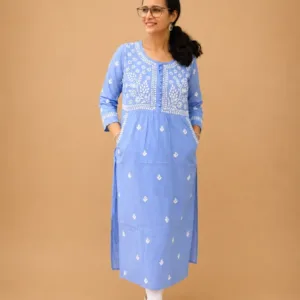 Nyra-Cut Cotton Pocket Kurta With Chikankari Hand Embroidery