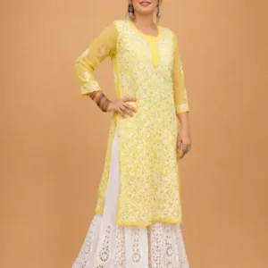 Partywear Chikankari Kurta With Gotapatti