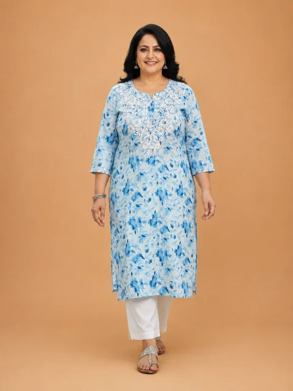 Plus Size Mulmul Cotton Chikankari Kurta