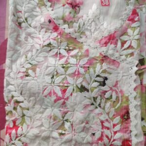 Printed Mul Cotton Angrakha With Chikankari Hand Embroidery